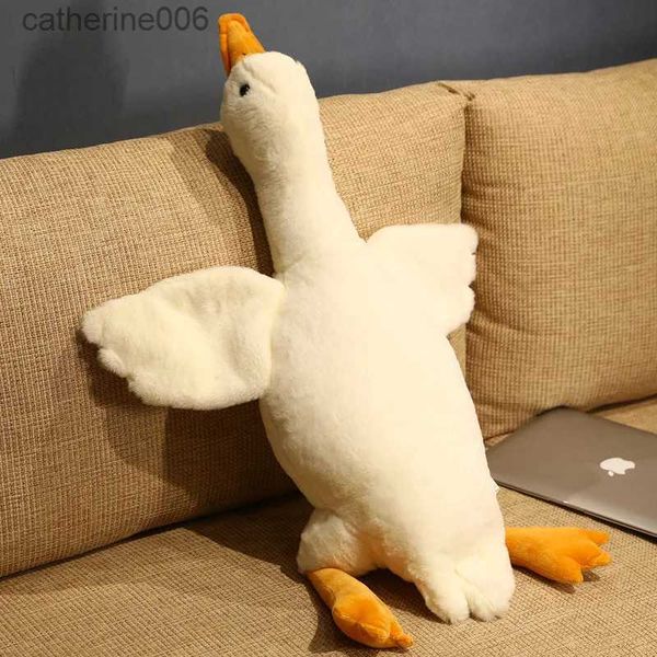 Animales de peluche de 50-130 cm, juguete de ganso blanco relleno, alas grandes realistas, abrazo de pato, almohada de masaje, cojín para novio para niña L231027