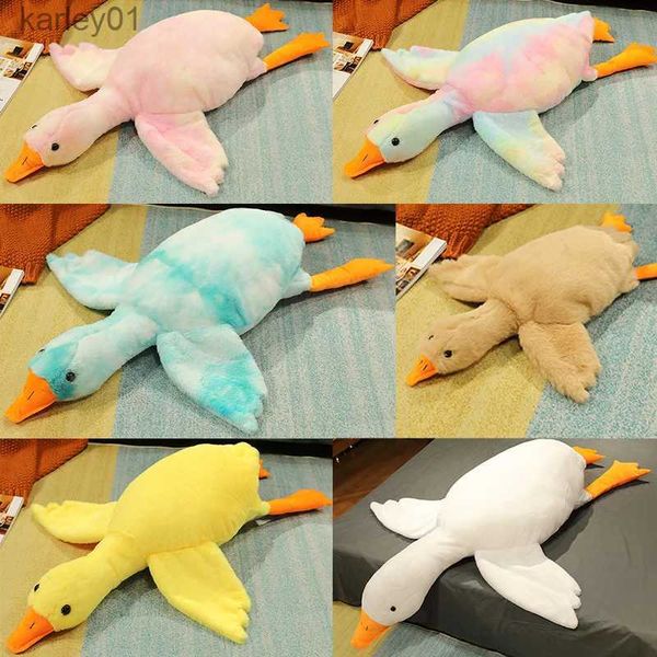 Animales de peluche de peluche 50-190 cm Big Goose Toy Kaii Nuevo estilo Colorido Enorme Pato Almohada Animal Boba Muñeca Regalos de cumpleaños para niños YQ240218