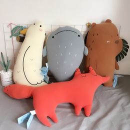 Gevulde pluche dieren 5080cm Bearfoxwhaleseabird Gevulde pluche speelgoed Soft Forest Ocean Animal Plush Pillows Dolls Home Decor Kawaii Kids Girls GIF 230211