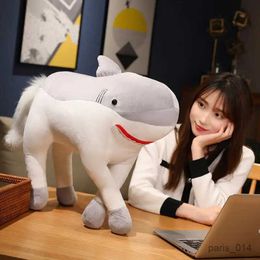 Animaux en peluche en peluche 50 cm kaii transformés de cheval de requin en peluche Jouet mignon poupée de cheval animal