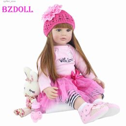 Animaux en peluche en peluche 55/60 cm Silicone Recyclé Baby Doll Real Vinyl Princess Baby Birthday Gift Girl Baby Boneca Brinquedo240327