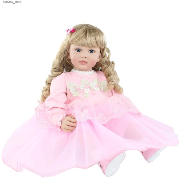 Animaux en peluche en peluche 60 CM Silicone Reborn Toddr poupée habiller Blonde cheveux longs bébés jouets pour fille Boneca enfant cadeau d'anniversaire L240322