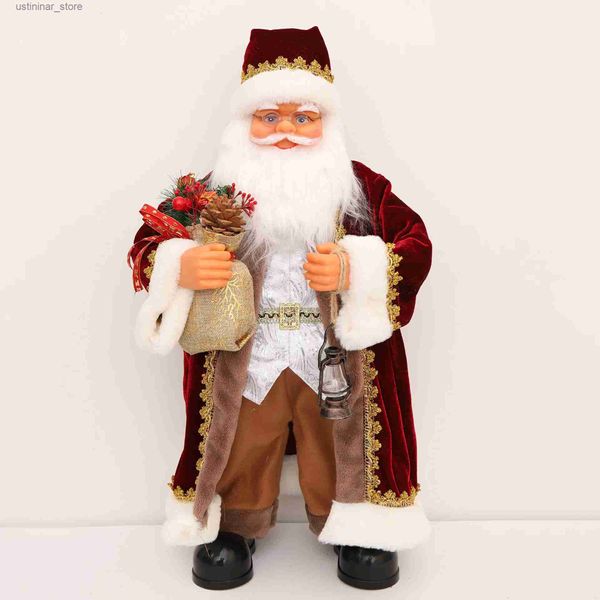 Animales de peluche rellenos 60 cm Plush eléctrico Santa Claus Rose Red Red Singing Russian Standing Santa Claus Doll L47