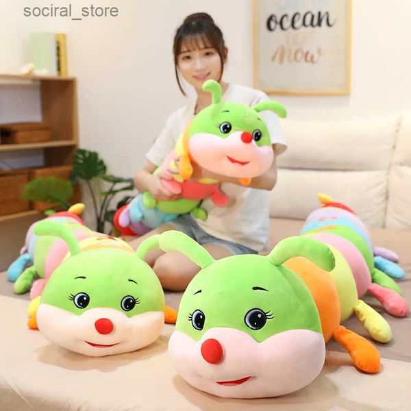 Animales de peluche rellenos 70 cm-110 cm encantador colorido colorido oruga plush y almohada de juguete niños niños peluche peluche wormación suave regalo de cumpleaños de muñeca L411