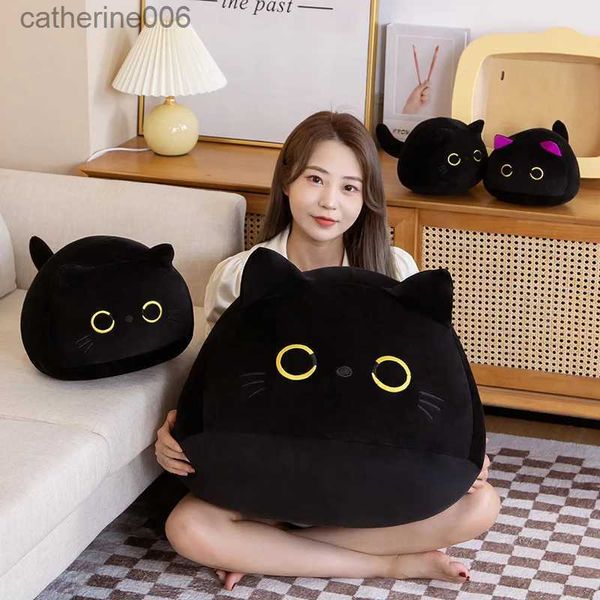 Animaux en peluche 8-20 cm rond gros chat jouet noir peluche chat en peluche oreiller enfants jouets cadeau d'anniversaire pour enfants L231027