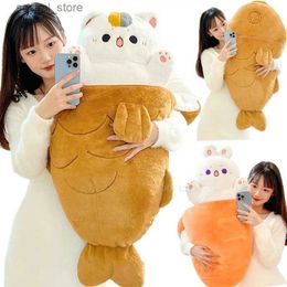 Animaux en peluche en peluche 80x45cm kawaii taiyaki chat en peluche jouet lapin cachette dans le chien de carotte en gros os animaux de ferry