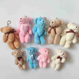 Gevulde Pluche Dieren 8cm Cartoon Teddybeer Pluche Knuffel Bloem Boeket Gezamenlijke Mini Teddybeer Voor Diy Bruiloft Home Decor Kinderen Speelgoed Pop Gift L230707