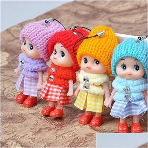 Animaux en peluche en peluche 8 cm Clown Pendentif de téléphone portable Jupe à carreaux Chapeau tricoté Belle poupée Mini Filles Ornements Jouets Cadeaux Poupées Origine Dh1Qb