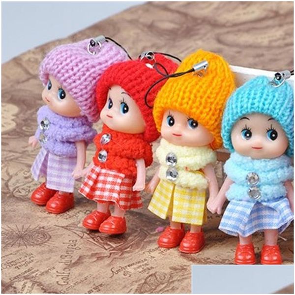 Animales de peluche rellenos 8 cm Payaso Teléfono móvil Colgante Falda a cuadros Sombrero de punto Muñeca encantadora Mini Niñas Adornos Juguetes Regalo Muñecas Origen DH1QB