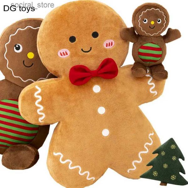 Animales peluche rellenos adorables pan de jengibre peluche de peluche caramelo relleno chocolate pan de jengibre cojín de navidad