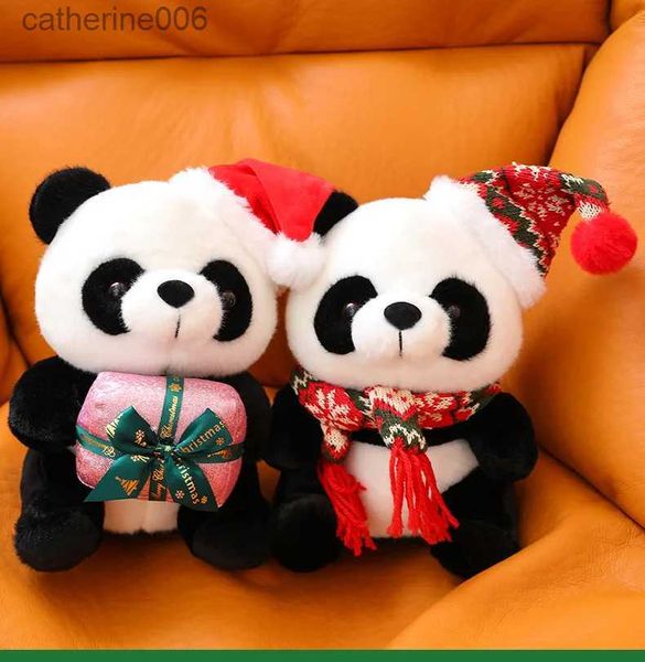 Animales de peluche de peluche AIXINI 25 cm Panda de Navidad Muñeco de peluche Panda lindo con regalos de Navidad Peluche suave de peluche Juguetes de peluche Regalo de cumpleaños para niños L231228