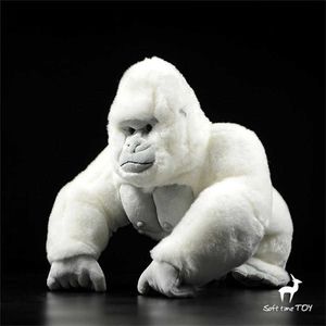 Animaux en peluche en peluche albino gorille high fidelity anime mignon singe pelunie silverback toys animaux réels simulation de poupée en peluche kawai gif l47