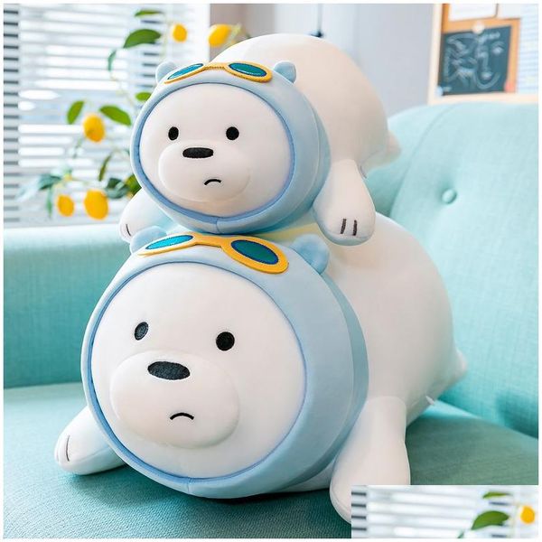 Animaux en peluche en peluche Amazons Nouveau mignon ours blanc poupée doux gros oreiller à lancer stupide cadeau d'anniversaire fille livraison directe jouets cadeaux Dhvdx