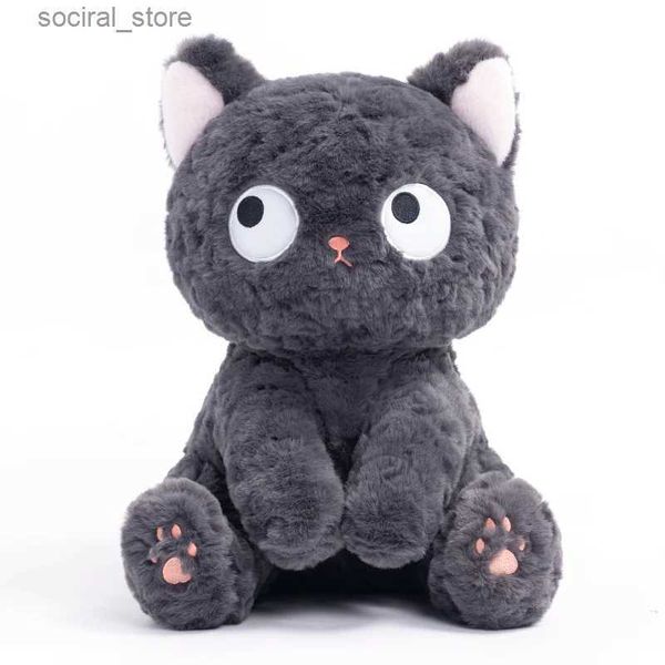 Animaux en peluche en peluche apaiser la peluche noire chat grands yeux pleins pleins doux mignon poupée hugmable pour les enfants anniversaire Noël beaux cadeaux kawaii l411