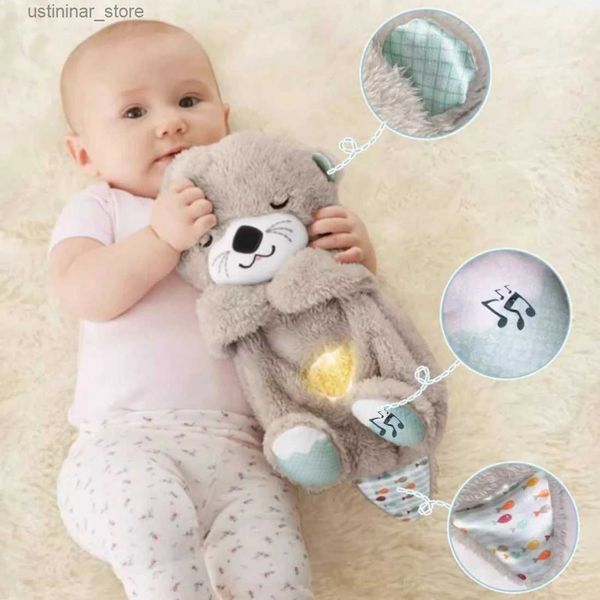 Animaux en peluche en peluche Bébé respiration ours bébé apaisant la loutre en peluche bébé bébé enfants apaisant music couchage compagnon de couchage et de poupée légère cadeau l47