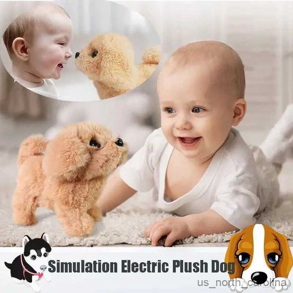 Animaux en peluche en peluche pour bébé, chien qui marche, queue qui remue, interactif, électronique, jouets pour chiots, pour filles et garçons, cadeau de noël