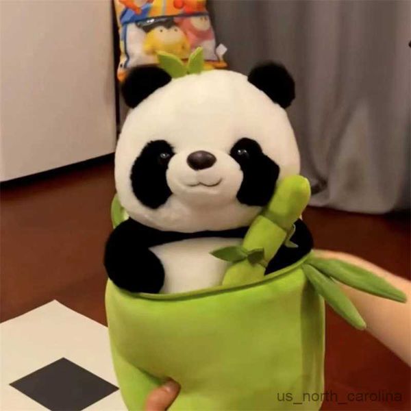 Animales de lujo rellenos Bamboo Tubo Panda Panda Plush Toys Creative National Treasure Souvenirs in Molls Plushie Toys Doll Childr R230811