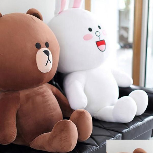 Animaux en peluche en peluche grande taille ours brun cony lapin poupée doux mignon jouets petite amie couple cadeaux saint valentin présent lj201126 drop dhazp