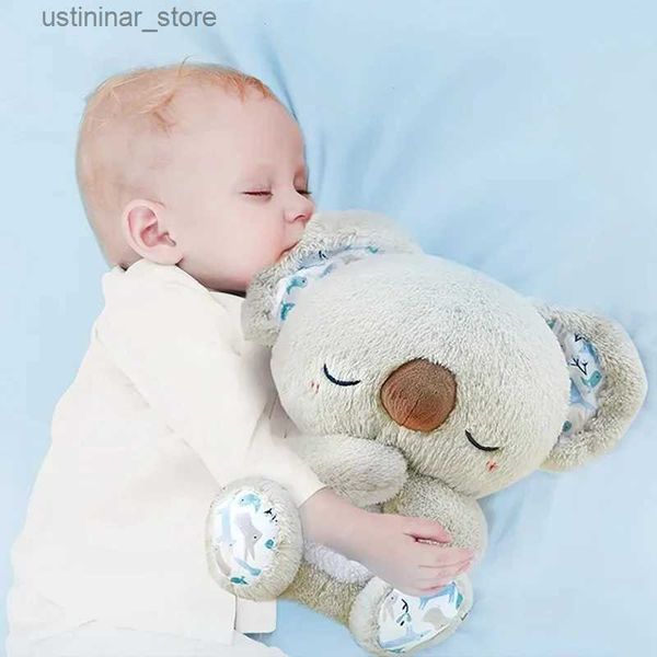 Animaux en peluche en peluche respirant l'ours bébé apaisant koala peluche poupée jouet bébé enfants apaisant musique bébé couchage compagnon et coup de poupée léger cadeau l47