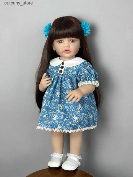 Peluches de peluche BZDOLL 55 CM Suave Silicona Reborn Baby Girl Doll Juguete Realista 22 pulgadas Princesa Toddr Art Bebe Regalos de cumpleaños para niños L240322