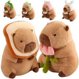 Animaux en peluche en peluche Capybara Simulation de jouets en peluche capibara jeu de rôle robe dinosaure boba pain fruit de la nourriture fruit de la nourriture