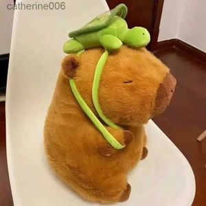 Animaux en peluche en peluche Capybara en peluche avec sac à dos de tortue Simulation Capibara Anime poupée moelleuse mignon animaux en peluche poupée cadeau de noël enfant ToysL231027
