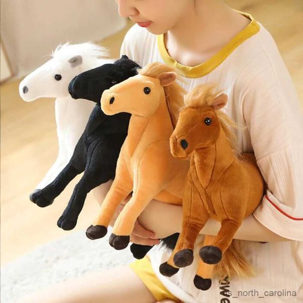 Animales de peluche de dibujos animados, caballo negro blanco, juguete de peluche para niños