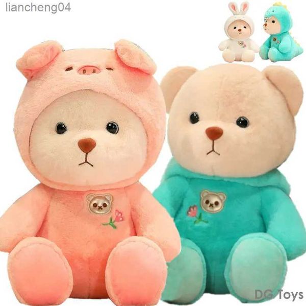 Animaux en peluche Cosplay cochon rose dinosaure ours en peluche jouet en peluche dessin animé Animsl Dressing lapin ours brun peluche pour anniversaire d'enfants