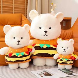 Gevulde pluche dieren creatieve anime hamburger teddybeer vasthouden friet pluche speelgoed schattige knuffelige dieren poppenkussen voor meisjes jongens kidxmas geschenken