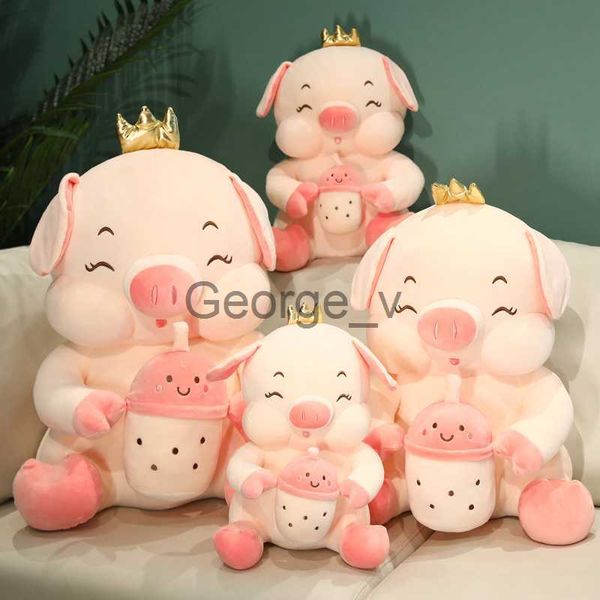 Animaux en peluche en peluche Mignon Boba Thé au Lait Cochon Peluche Jouet Animal Doux Jouets en Peluche Goût Thé au Lait Câlin Oreiller Poupée Boules Bubo Tasse à Thé Coussin J230628