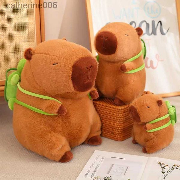 Animaux en peluche mignons Capybara avec sac à dos, jouets en peluche assis, jolis animaux de dessin animé, poupées en peluche, cadeau de vacances, décoration de la maison, canapé, oreillers en peluche 231228