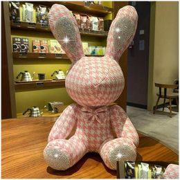 Gevulde Pluche Dieren Leuke Diamant Ingelegd Konijn Speelgoed 38Cm Bunny Diy Doll Ornament Creatieve Geschenken Begeleiden Xmas Verjaardag Voor Chil Dhhcz