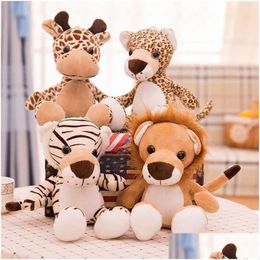 Animaux en peluche en peluche mignonnes animales forestières Jungle Jungle Childrens Gift Claw Hine Doll Giraffe Lion Tiger Leopard Drop Livilor Toys Otpeq