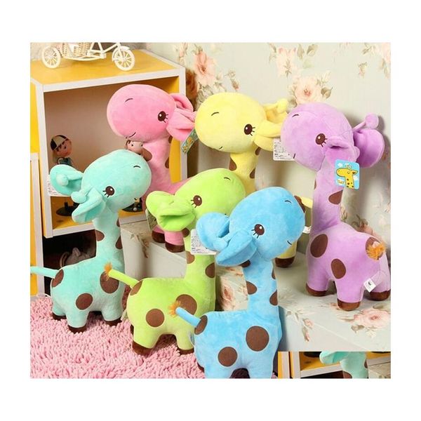 Animaux en peluche en peluche mignon girafe peluches animal cher poupée bébé enfants enfants cadeau d'anniversaire 6 couleurs pour les choix livraison directe G Dhwjb