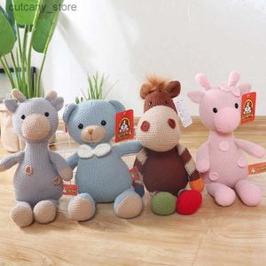 Animales de peluche de peluche Lindo oso de punto Burro Ciervo Woon Peluches Juguetes Accesorios Kawaii Cerdo Ephant Conejo Plushie Muñeca Regalos de Halloween para niños L240320