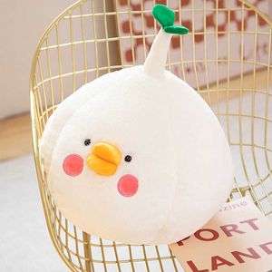 Animaux en peluche mignons ronds, canard à l'ail, jouet en peluche, plantes, coussin de canapé, jouets doux pour enfants, cadeaux