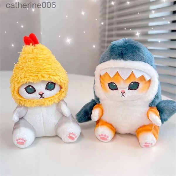 Animaux en peluche en peluche mignon requin chat peluches crevettes frites chat en peluche poupée pendentif animal en peluche porte-clés chambre sac de voiture décoration Kawaii porte-clés L231027