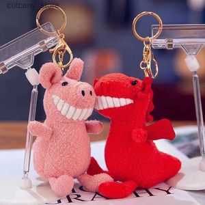 Gevulde pluche dieren Schattige Smi Tanden Dieren Kruisende sleutelhangers Knuffels Kikkeraccessoire Sleutelhanger Beer Dinosaurus Gevulde pop Kleine hanger L240320