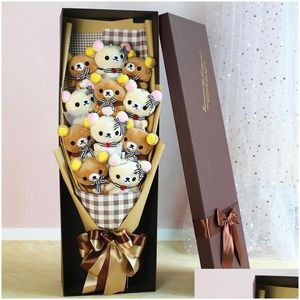 Animaux en peluche en peluche mignon en peluche ours animal p jouet dessin animé bouquet box cade