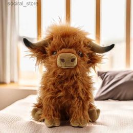 Gevulde pluche dieren Cyisonal Highland Cow Gevulde dieren Plush Toy Fluffy Bull Animal Doll Soft Gift For Kids Boys Girls 10 centimeter lang L411