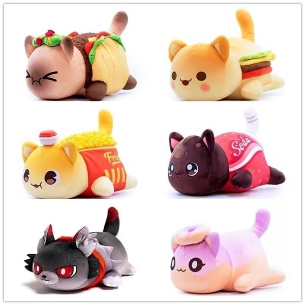 Animaux en peluche poupées poupées en peluche Meows Aphmau poupée Coke frites hamburgers pain Sandes nourriture chat c'est-à-dire oreiller de couchage cadeaux de Noël pour enfants 240314