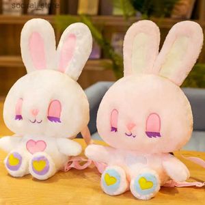 Animaux en peluche en peluche rêve rose lapin sac à dos poupée en peluche sac de jouets envoyer des filles shopping voyage mignon sac à dos blanc rose deux couleurs sac à dos l411