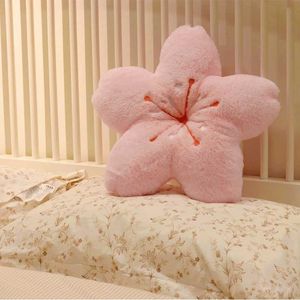 Animaux en peluche en peluche fleurs de cerisier à fourrure coussin en peluche fleur en peluche décor de chambre Girly oreiller de tournesol fleur rose pour oreiller de siège de chambre de filles HKD230706