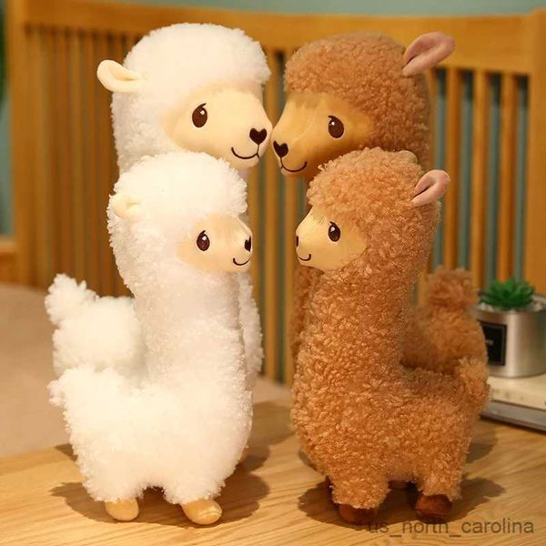 Animais de pelúcia peludo pelúcia lhama alpaca brinquedo de pelúcia recheado macio longo pelúcia realista alpaca ovelhas abraço lance animais cochilo dormindo r231110