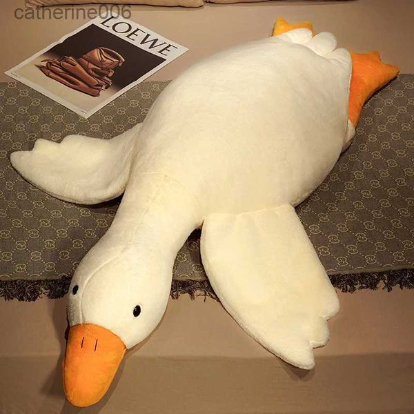 Animales de peluche de peluche Gaint Ganso blanco Peluche de ganso súper suave Animales de peluche Peluche Almohada abrazadora Pato amarillo Peluche Regalos de cumpleaños para niños L231027