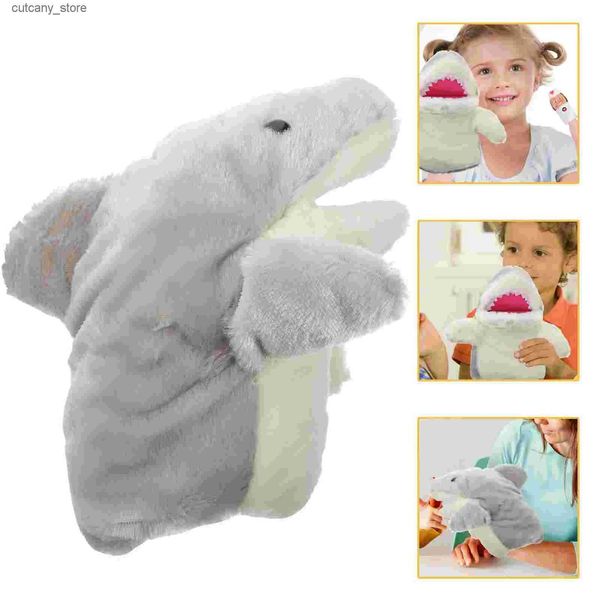 Peluche animaux en peluche, marionnette à main, requin, marionnettes pour enfants, pour Animal Ro Play, poupée de théâtre de spectacle en peluche L240322