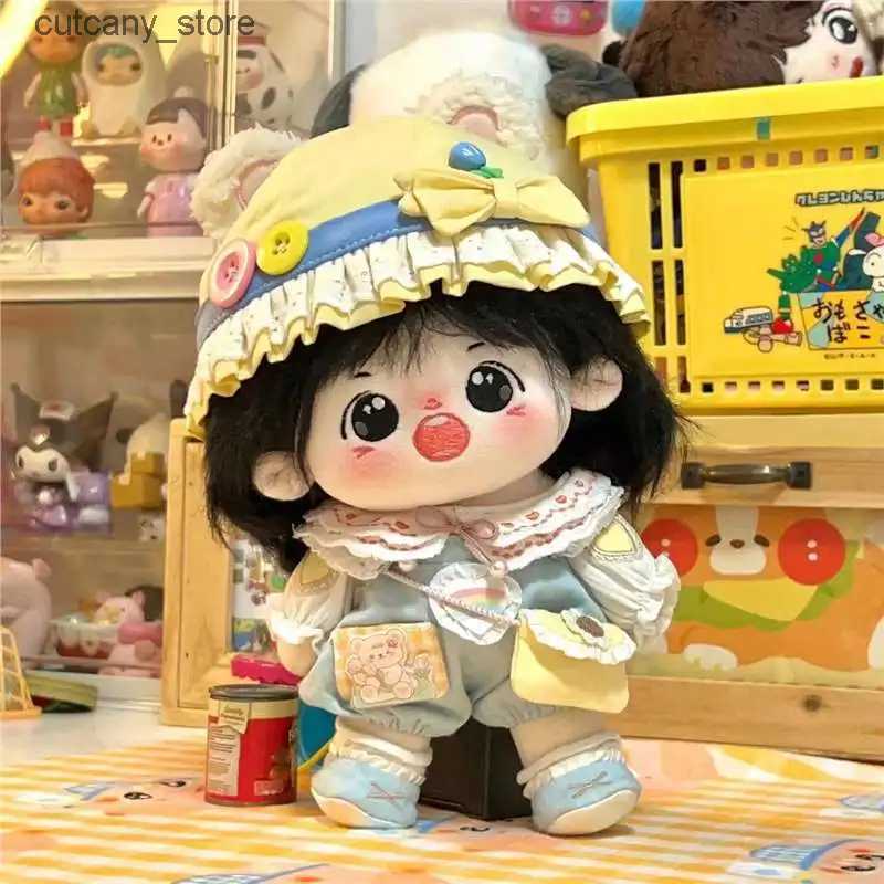 Pchane pluszowe zwierzęta Hello Girls 8 -cal Kawaii Cotton Doll 20cm Śliczne miękkie pluszowe zabawki z Litt Bear Coat Świąteczne prezenty urodzinowe dla dziewcząt L240322