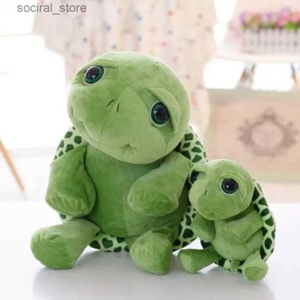 Animales de peluche rellenos Hot Lleza Cartoon Big Ojes Green Turtle Plush Tortoise Wedding Wedding Muñecas Regalos de regalo Cojón de cumpleaños Tamaño de almohada L411