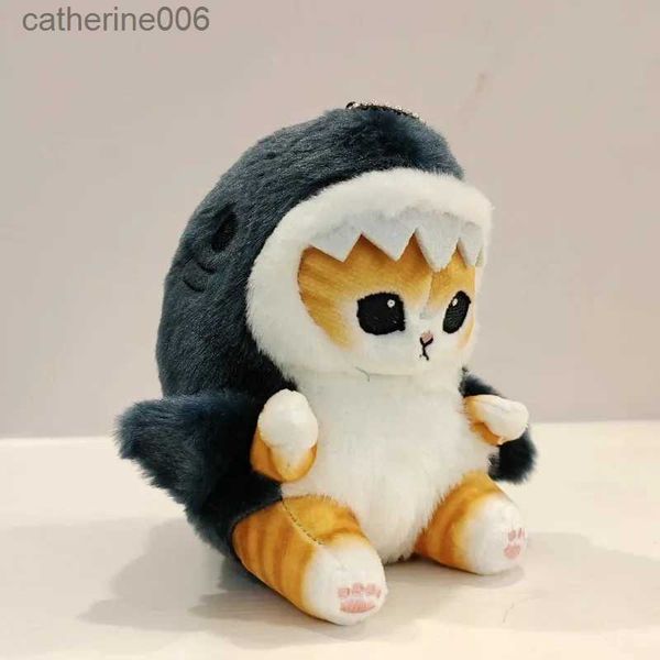 Animales de peluche de peluche caliente lindo tiburón gato camarones fritos gato juguete de peluche muñeca colgante hermosa muñeca bolso de escuela llavero ornamento regalo de vacaciones L231027