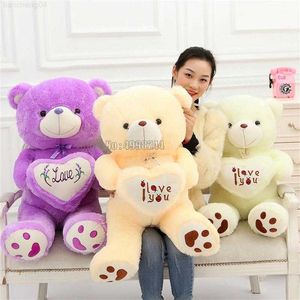 Animaux en peluche en peluche je t'aime lettres imprimer coeur d'amour tenant grand ours en peluche peluche poupée petite amie cadeau 20 50cm jouet L230707